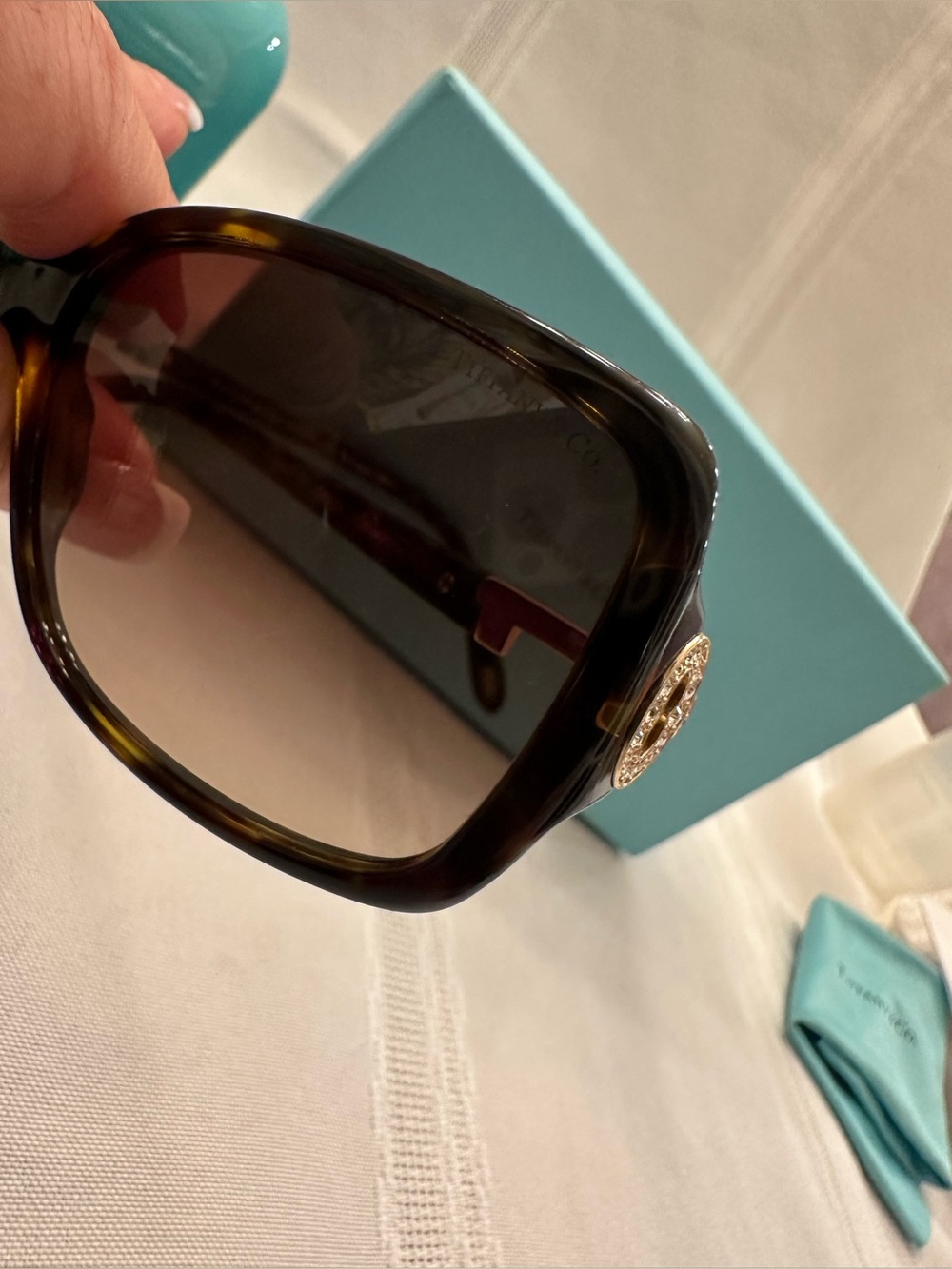 Tiffany & Co. Tortoise Shell Frame Gradient Brown Lenses w Crystals TF-4043-B - Picture 9 of 10